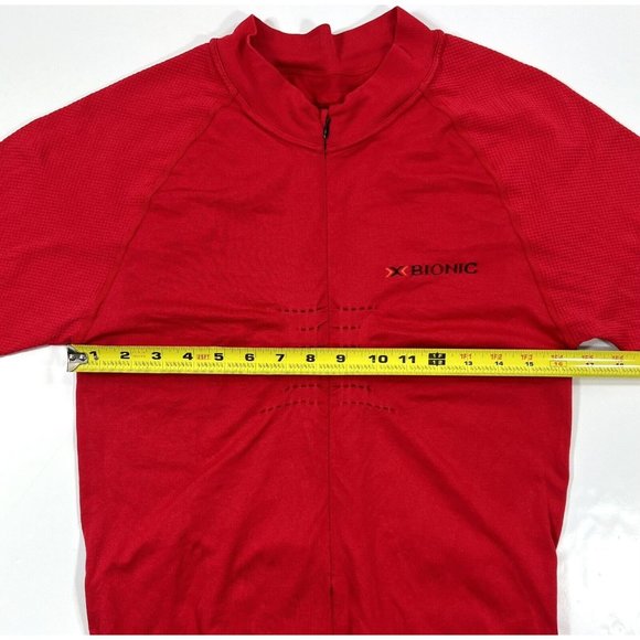 X-Bionic Cycling Jersey Mens Size XL 3/4 Zip Red Pockets Made In Italy - Picture 9 of 12